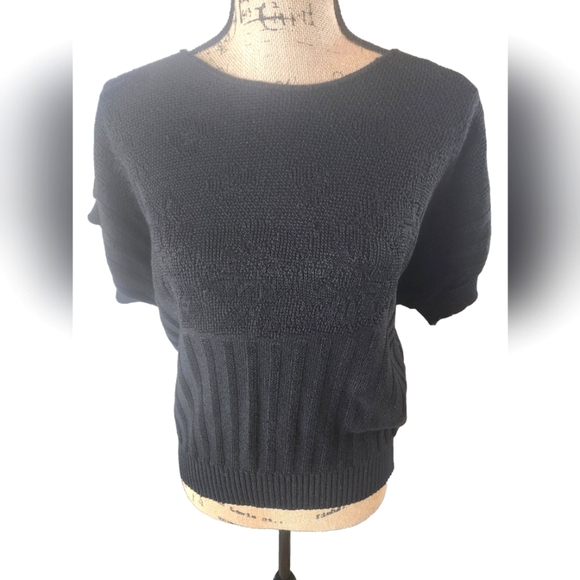 Vintage Keneth Too! Black Textured Knit Sweater Med - Picture 1 of 7
